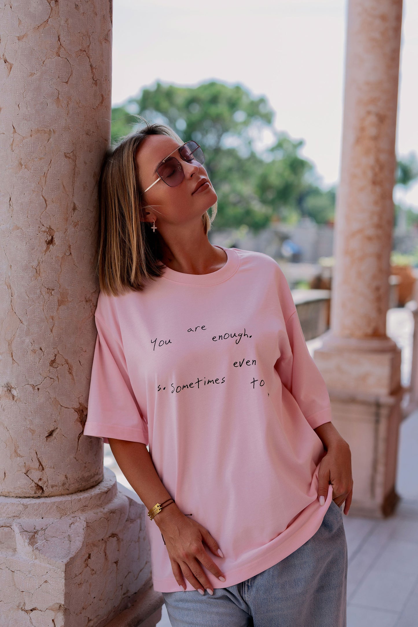 Oversized T-Shirt Pink "I'am enough"