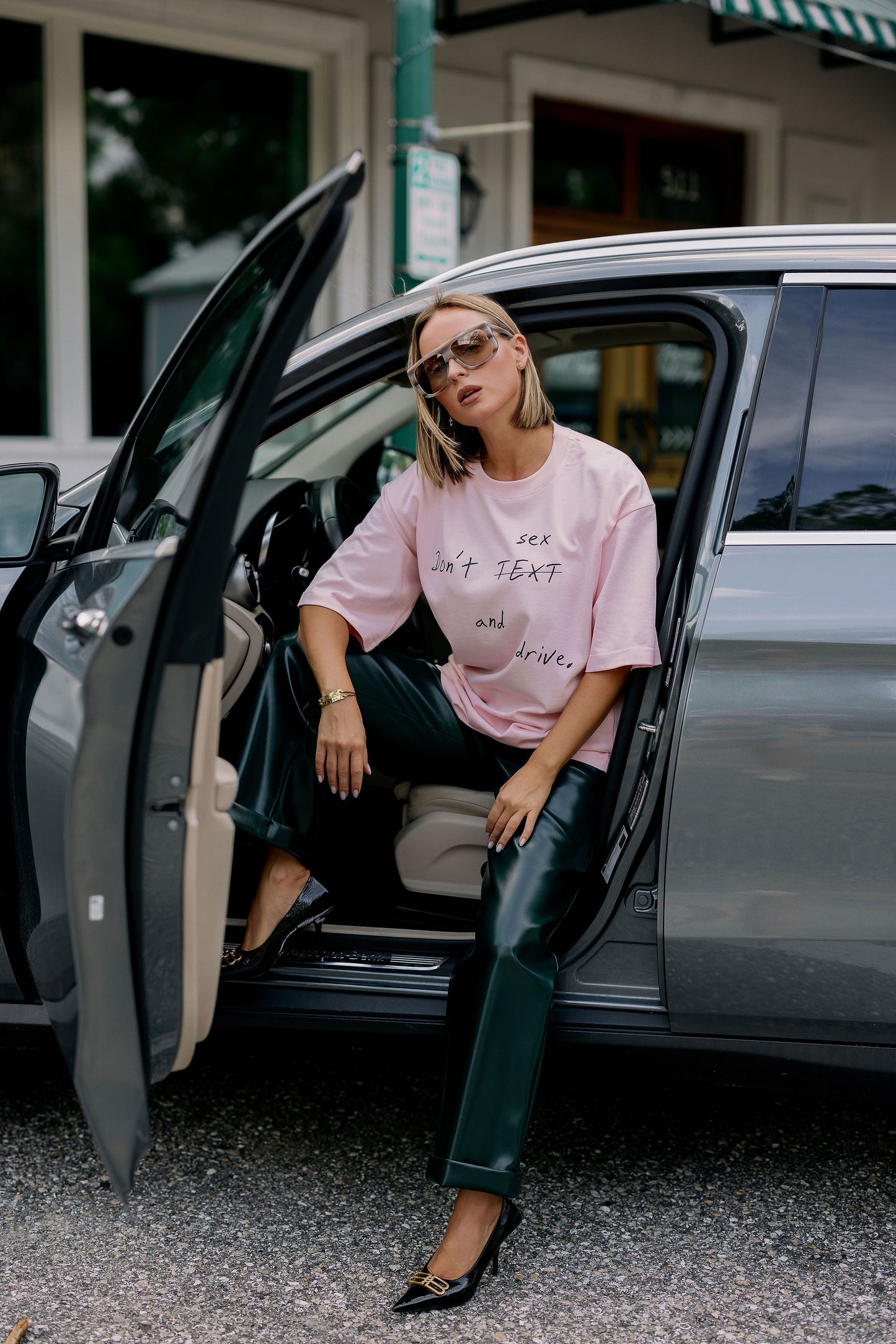 Oversized T-Shirt Bubblegum "sex and drive"