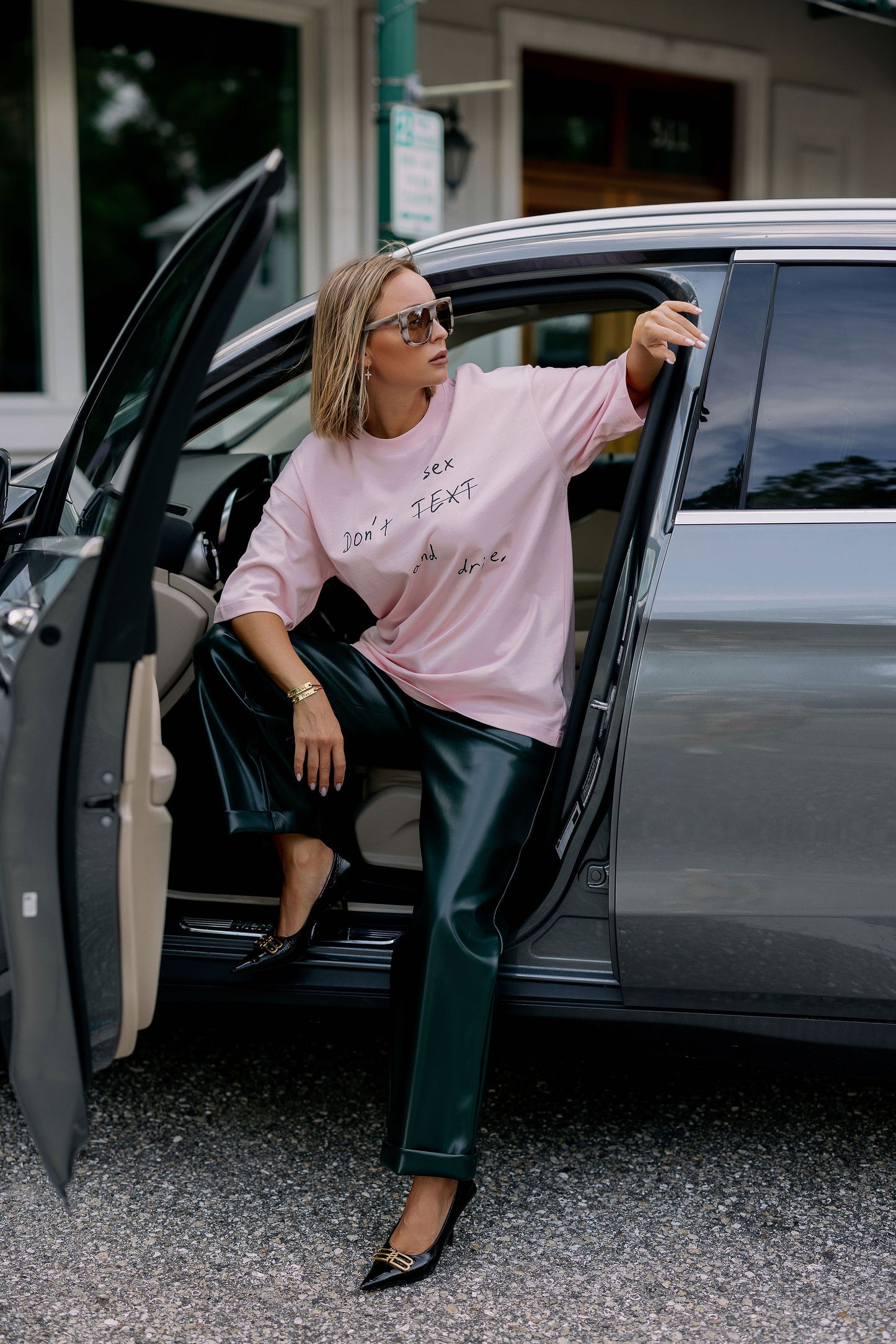 Oversized T-Shirt Bubblegum "sex and drive"