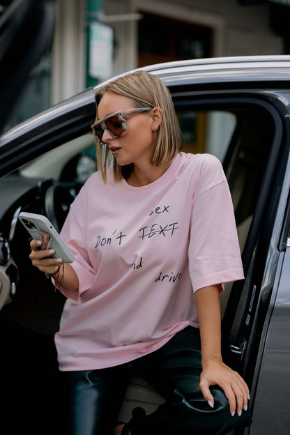 Oversized T-Shirt Bubblegum "sex and drive"