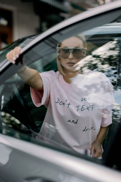 Oversized T-Shirt Bubblegum "sex and drive"