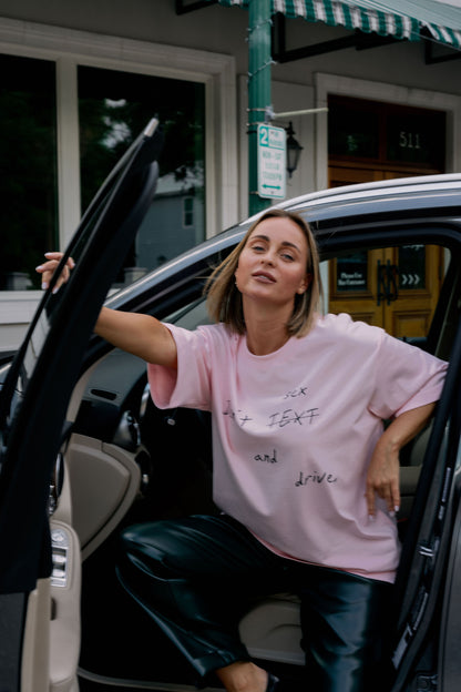 Oversized T-Shirt Bubblegum "sex and drive"